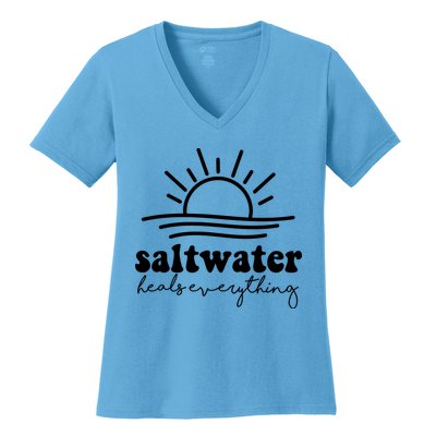 Saltwater Heals Everything Sunset Women's V-Neck T-Shirt