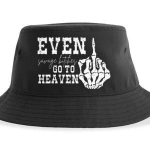 Skeleton Hand Even Savage Bitches Go To Heaven Sustainable Bucket Hat