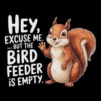 Squirrel Hey Excuse Me But Your Bird Feeder Is Empty T-Shirt