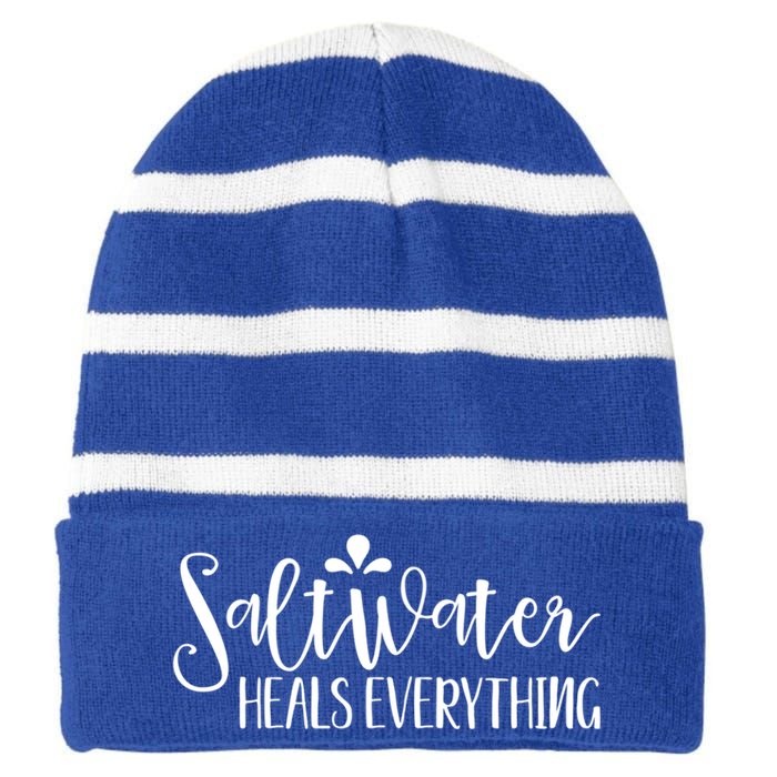 Saltwater Heals Everything Gift Striped Beanie with Solid Band