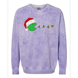 Santa Hat Eating Gifts Video Game Christmas Gamer Colorblast Crewneck Sweatshirt