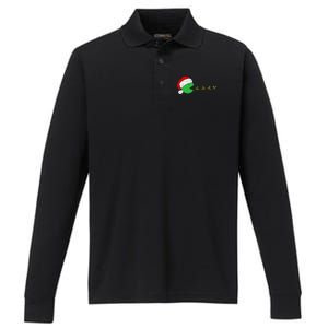 Santa Hat Eating Gifts Video Game Christmas Gamer Performance Long Sleeve Polo