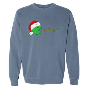 Santa Hat Eating Gifts Video Game Christmas Gamer Garment-Dyed Sweatshirt