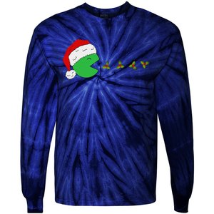 Santa Hat Eating Gifts Video Game Christmas Gamer Tie-Dye Long Sleeve Shirt