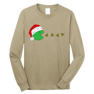 Santa Hat Eating Gifts Video Game Christmas Gamer Long Sleeve Shirt