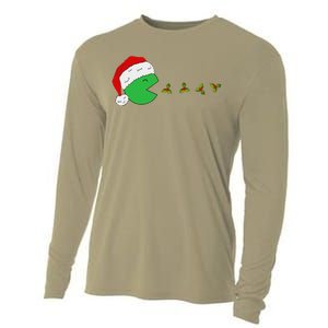 Santa Hat Eating Gifts Video Game Christmas Gamer Cooling Performance Long Sleeve Crew