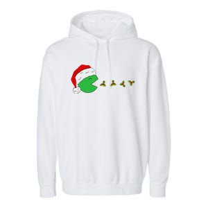 Santa Hat Eating Gifts Video Game Christmas Gamer Garment-Dyed Fleece Hoodie