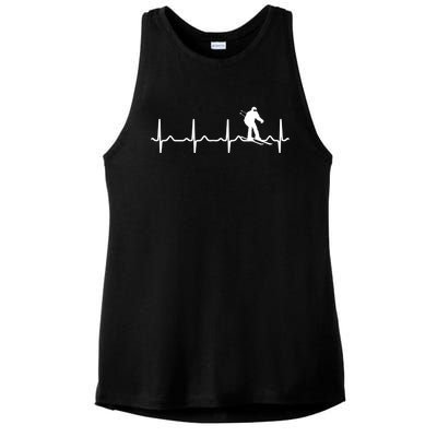 Skiing Heartbeat Ecg Skier Winter Sports Ice Skating Gift Ladies PosiCharge Tri-Blend Wicking Tank