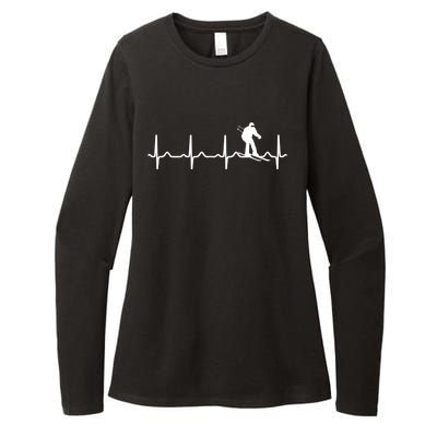 Skiing Heartbeat Ecg Skier Winter Sports Ice Skating Gift Womens CVC Long Sleeve Shirt