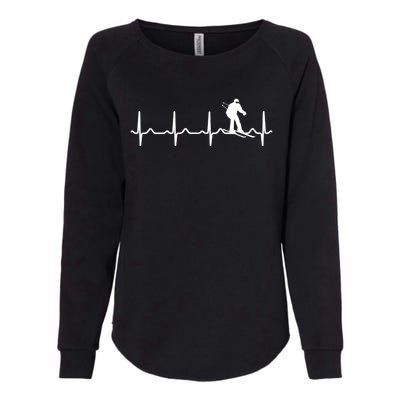 Skiing Heartbeat Ecg Skier Winter Sports Ice Skating Gift Womens California Wash Sweatshirt