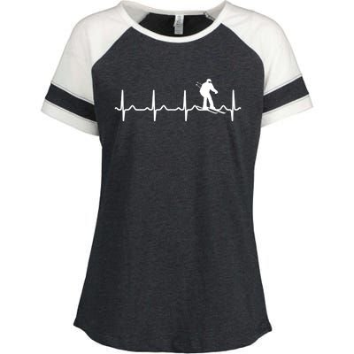 Skiing Heartbeat Ecg Skier Winter Sports Ice Skating Gift Enza Ladies Jersey Colorblock Tee