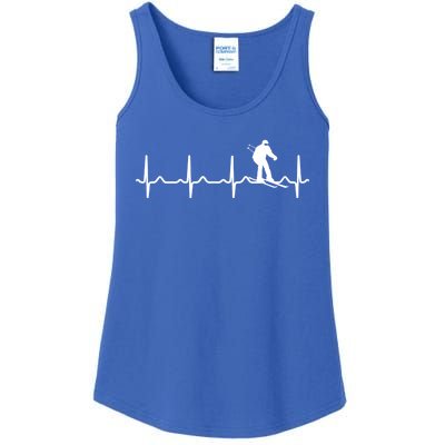 Skiing Heartbeat Ecg Skier Winter Sports Ice Skating Gift Ladies Essential Tank