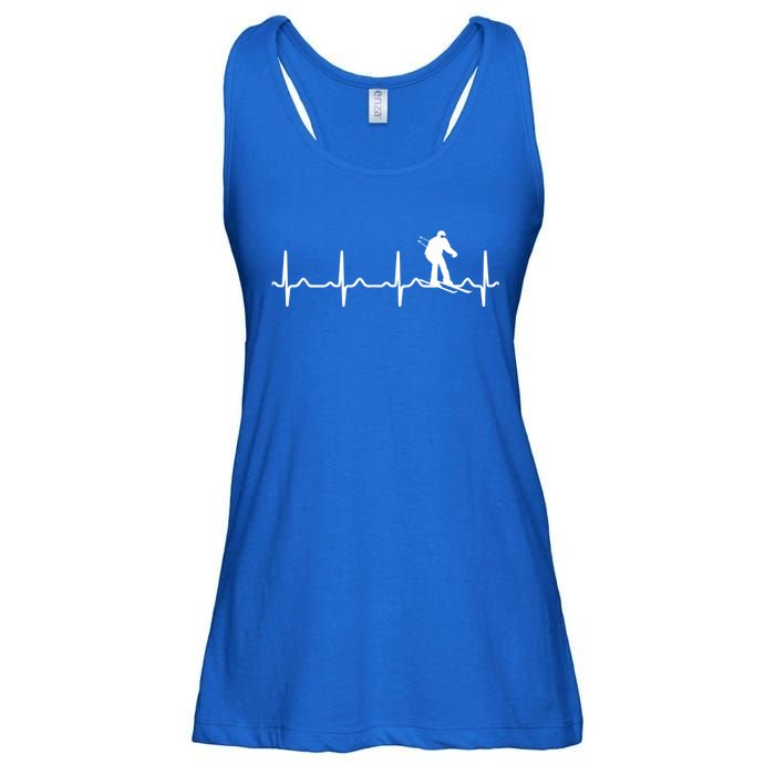 Skiing Heartbeat Ecg Skier Winter Sports Ice Skating Gift Ladies Essential Flowy Tank