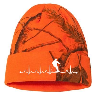 Skiing Heartbeat Ekg Pulse Skier Lover Funny Gift Kati Licensed 12" Camo Beanie