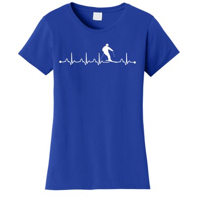 Skiing Heartbeat Ekg Pulse Skier Lover Funny Gift Women's T-Shirt