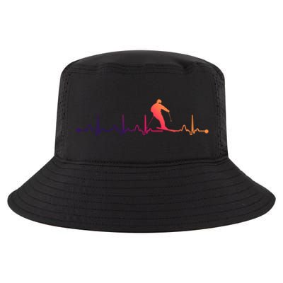 Skiing Heartbeat Ekg Pulse Skier Lover Funny Gift Cool Comfort Performance Bucket Hat