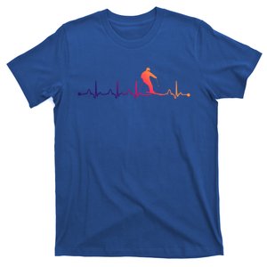 Skiing Heartbeat Ekg Pulse Skier Lover Funny Gift T-Shirt