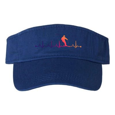 Skiing Heartbeat Ekg Pulse Skier Lover Funny Gift Valucap Bio-Washed Visor