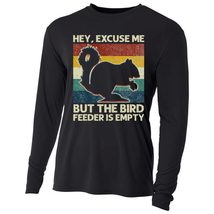 Squirrel Hey Excuse Me But Your Bird Feeder Is Empty Funny Cooling Performance Long Sleeve Crew