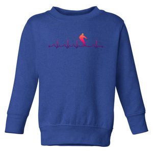 Skiing Heartbeat Ekg Skiing Coach Gift Toddler Sweatshirt