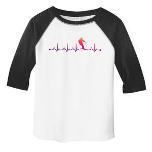 Skiing Heartbeat Ekg Skiing Coach Gift Toddler Fine Jersey T-Shirt