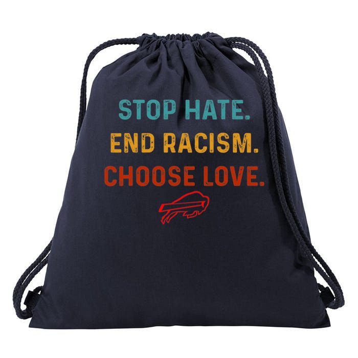 Stop Hate End Racism Choose Love Drawstring Bag