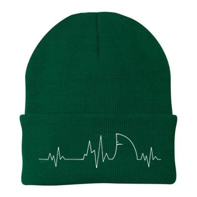 Shark Heartbeat EKG Funny Fish Fin Pulse Ocean Animal Lovers Knit Cap Winter Beanie