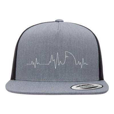 Shark Heartbeat EKG Funny Fish Fin Pulse Ocean Animal Lovers Flat Bill Trucker Hat