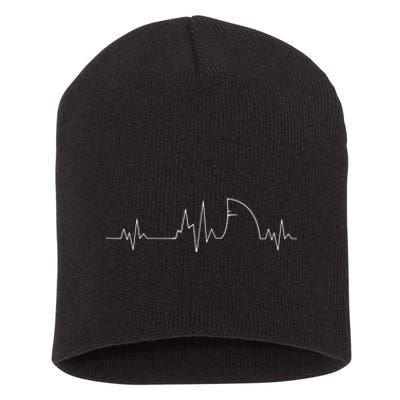 Shark Heartbeat EKG Funny Fish Fin Pulse Ocean Animal Lovers Short Acrylic Beanie