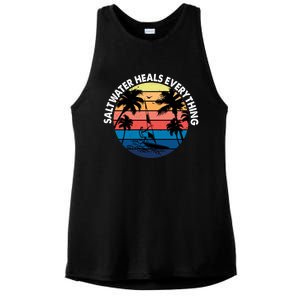 Saltwater Heals Everything Meaningful Gift Funny Windsurfers Kitesurfer Gift Ladies PosiCharge Tri-Blend Wicking Tank