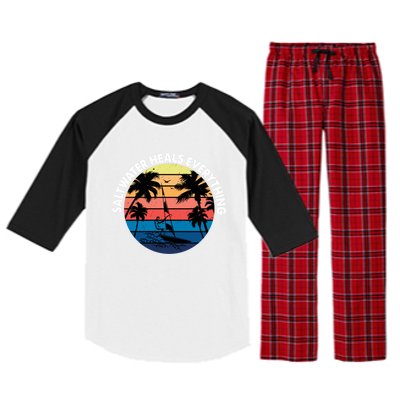 Saltwater Heals Everything Meaningful Gift Funny Windsurfers Kitesurfer Gift Raglan Sleeve Pajama Set