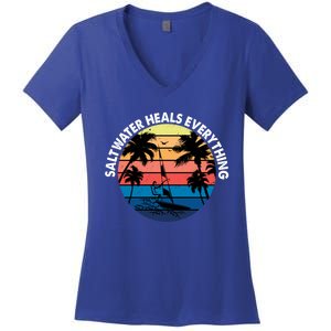 Saltwater Heals Everything Meaningful Gift Funny Windsurfers Kitesurfer Gift Women's V-Neck T-Shirt