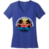 Saltwater Heals Everything Meaningful Gift Funny Windsurfers Kitesurfer Gift Women's V-Neck T-Shirt