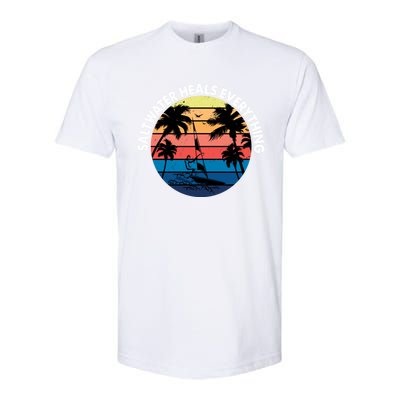 Saltwater Heals Everything Meaningful Gift Funny Windsurfers Kitesurfer Gift Softstyle CVC T-Shirt