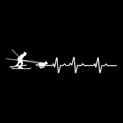 S Heartbeat Ekg Skijoring Skiing Dog Pulling Ski Driving Skier V Neck T-Shirt