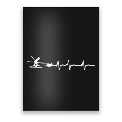S Heartbeat Ekg Skijoring Skiing Dog Pulling Ski Driving Skier V Neck Poster