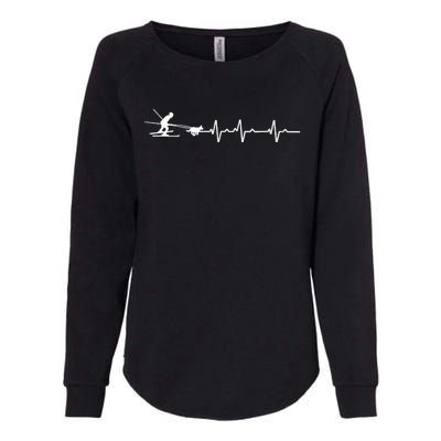 S Heartbeat Ekg Skijoring Skiing Dog Pulling Ski Driving Skier V Neck Womens California Wash Sweatshirt