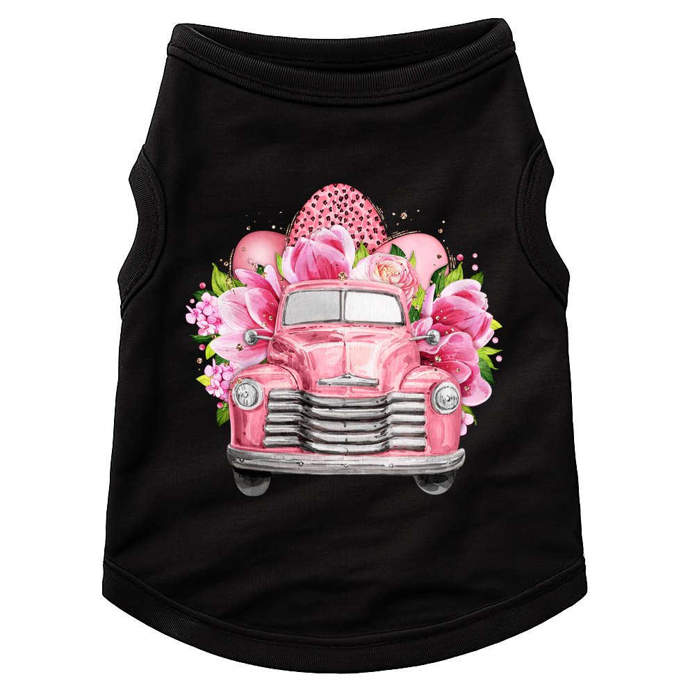 Spring Happy Easter Pink Vintage Truck Doggie Tank