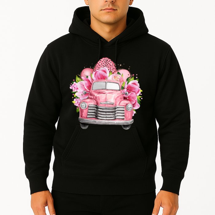Spring Happy Easter Pink Vintage Truck Hoodie
