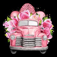 Spring Happy Easter Pink Vintage Truck Hoodie