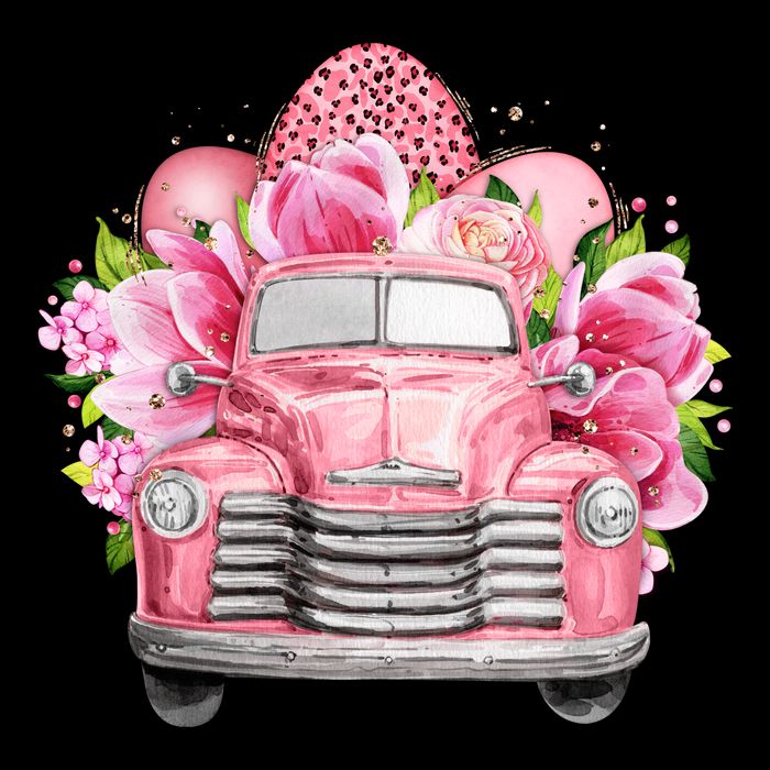 Spring Happy Easter Pink Vintage Truck Hoodie