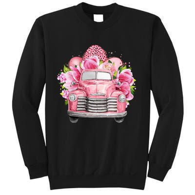 Spring Happy Easter Pink Vintage Truck Sweatshirt