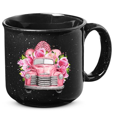 Spring Happy Easter Pink Vintage Truck 15oz Campfire Ceramic Mug