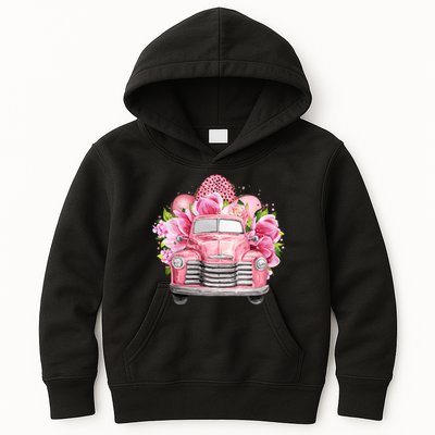 Spring Happy Easter Pink Vintage Truck Kids Hoodie