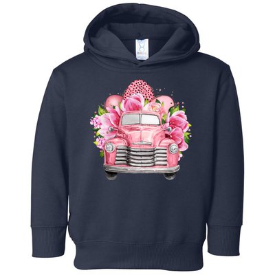 Spring Happy Easter Pink Vintage Truck Toddler Hoodie