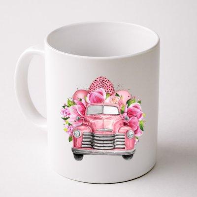 Spring Happy Easter Pink Vintage Truck Coffee Mug