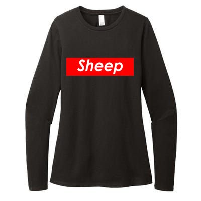 Sheep Red Box Logo Womens CVC Long Sleeve Shirt