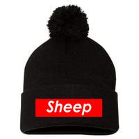 Sheep Red Box Logo Pom Pom 12in Knit Beanie