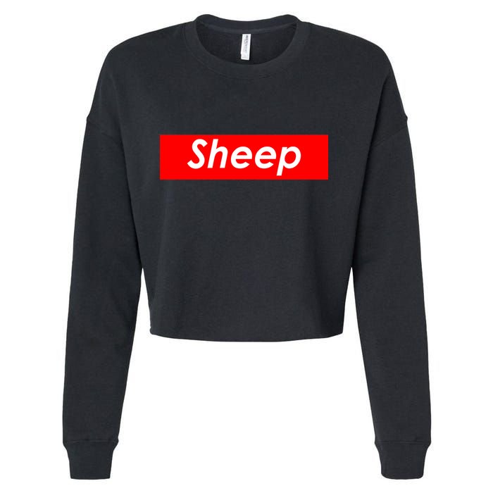 Sheep Red Box Logo Cropped Pullover Crew