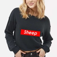 Sheep Red Box Logo Cropped Pullover Crew